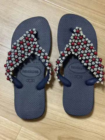 havaianas 비즈 장식 비치 샌들 37-38 CM