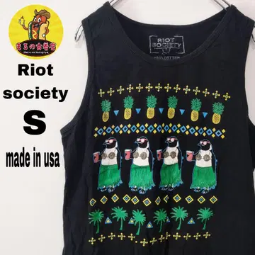 usa 빈티지 의류 RIOT SOCITTY 탱크탑 S 블랙 미국제
