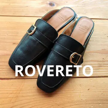 미사용 ROVERETO 블랙 가죽 사보 샌들