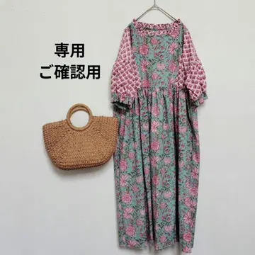 handmade 인도 면 에스닉 개더 원피스 free