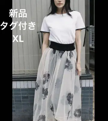 새상품 자라 ZW 컬렉션 프린트 패턴 오간자 원피스 XL