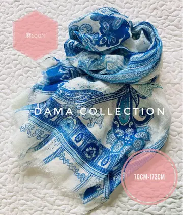 DAMA 컬렉션 린넨 100% 대형 스톨 페이즐리 무늬