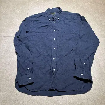 Beams 긴팔 셔츠 네이비 네이비 린넨 무지 일본제 L