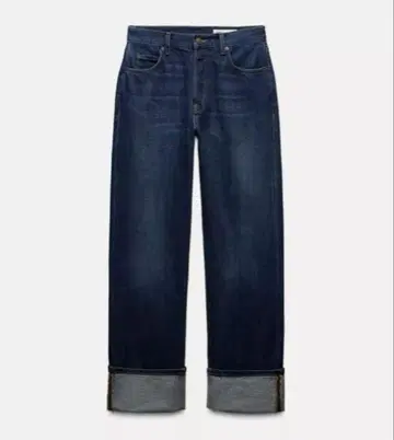 ZARA 자라 릴랙스 핏 미드 라이즈 폴드 업 청바지