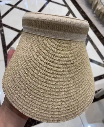 베이지 스트로우 햇 선바이저
