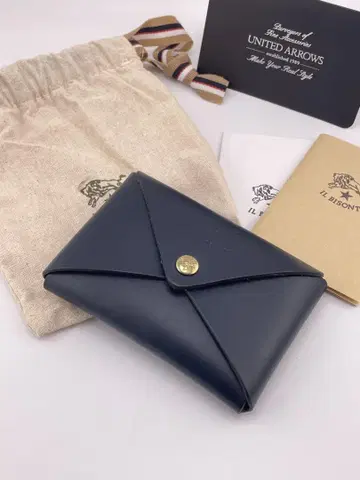 IL BISONTE 봉투형 명함지갑 카드 케이스 네이비 가방 포함