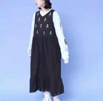 didizizi 곰 컷워크 원피스 롱 플레어/블랙