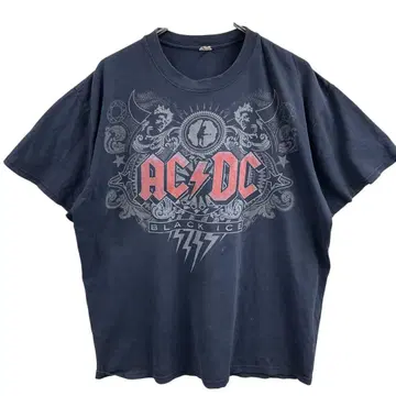 리퀴드 블루 밴딩 AC/DC 티셔츠 XL 블랙 구제 의류 [4744]