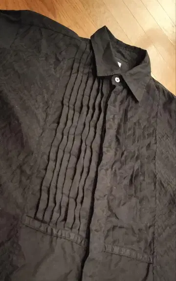 District UNITED ARROWS 플리츠 드레스 셔츠 블랙