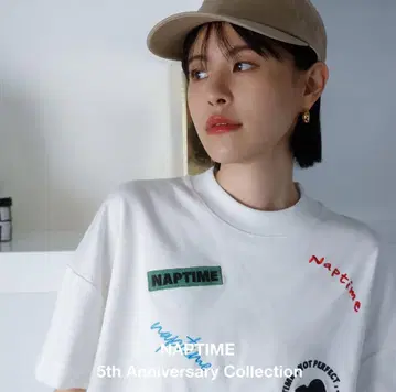 Naptime 크롭 자수 T-SHIRTS-WHITE