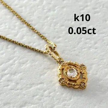 agete K10 0.05ct 다이아몬드 밀리타치 펜던트 목걸이