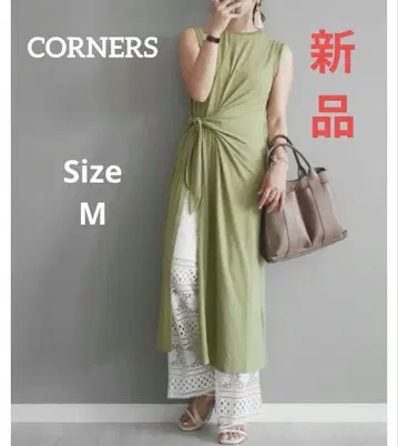 새상품 CORNERS byLowy 슬릿 슬리브리스 원피스 카키