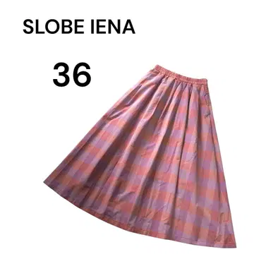 SLOBE IENA 깅엄 체크 타프타 랜덤 턱 플레어 스커트
