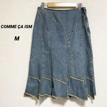 컴시즘 무릎 기장 데님 스커트 인디고 M