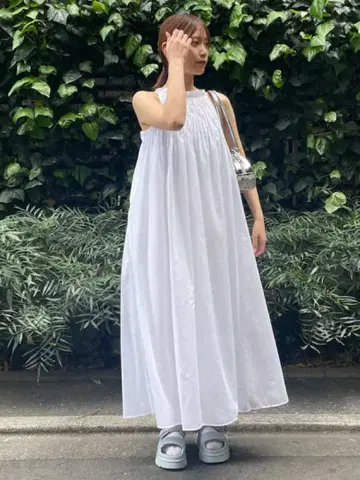 emmi 와셔 플레어 원피스 화이트 원피스