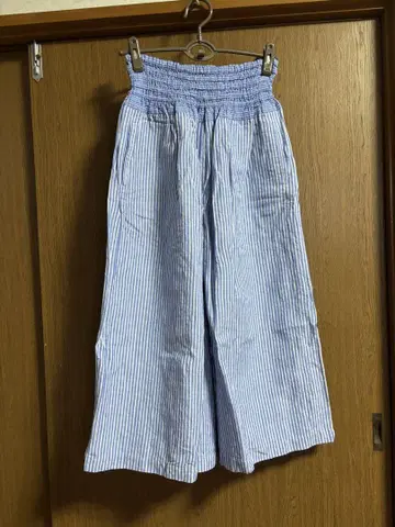 VlasBlomme 파랑과 화이트 스트라이프 면마 혼방 와이드 팬츠