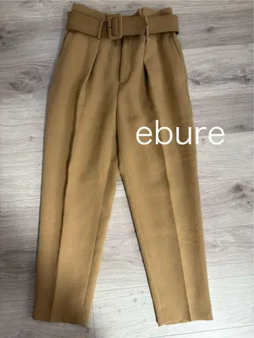ebure 벨트 포함 베이지 와이드 팬츠 하이 웨스트