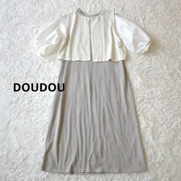 DOUDOU 두두 원피스 레이어드 스타일 퍼프 슬리브 베이지 프리