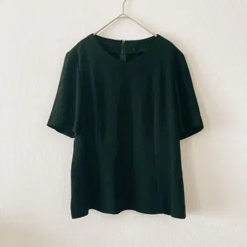 반팔 상의 블랙 LL V넥 뒷면 지퍼 오반소매 4683