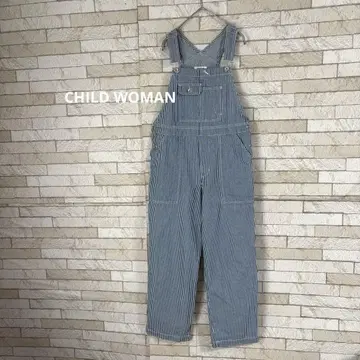 CHILD WOMAN 스트라이프 데님 살로펫 오버롤 와이드