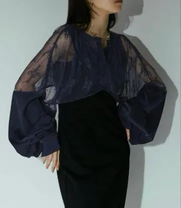 에직 Dress up 2way 볼레로 블라우스 네이비