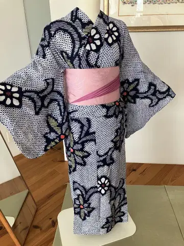 아리마츠 시보리 손바느질 유카타 새상품급