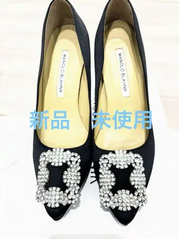 새상품 마놀로 블라닉 블랙 36 새틴 10.5cm 힐
