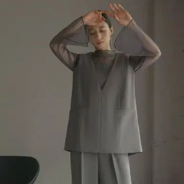 GIRL 튤 레이어드 상의 그레이