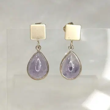 퍼플 보라색 마블 스톤 골드 귀걸이 액세서리
