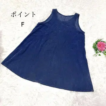 네이비 데님풍 슬리브리스 튜닉 F 코튼 점퍼 스커트