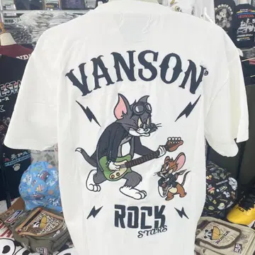 (6) VANSON 톰과 제리 락 티셔츠 화이트