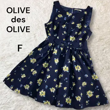OLIVE des OLIVE 슬리브리스 꽃무늬 원피스 프론트 리본 F