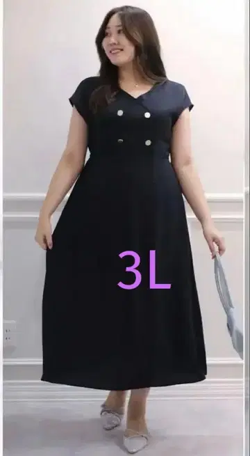 RUNA 시마무라 버튼 프렌치 소매 원피스 슬리브리스 네이비 3L