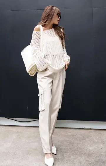 그램 립스 크로 셰 뜨개질 상의 화이트