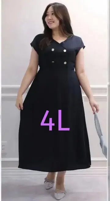 RUNA 시마무라 버튼 프렌치 소매 원피스 슬리브리스 네이비 4L