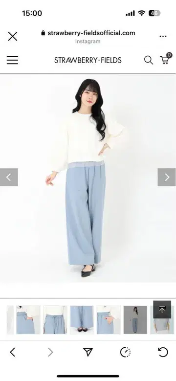 스트로베리 필드 새상품 이번 시즌 와이드 팬츠 M 사이즈 라이트 그레이