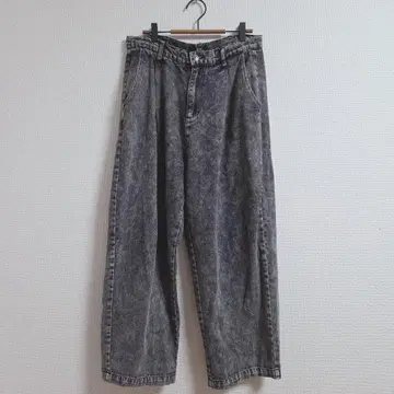 비노 데님 그레이 와이드 팬츠 L 면 벌룬 팬츠 무지 심플