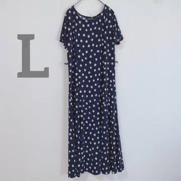 NINA LEONARD/니나 레오나드 롱 원피스 반팔 도트 L
