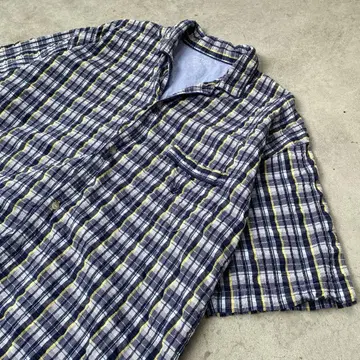 00s nautica 오픈 카라 셔츠 시어서커 파자마 셔츠 구제 의류 L
