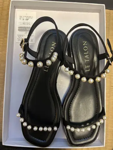 루타론 4cm 펄 플랫 샌들