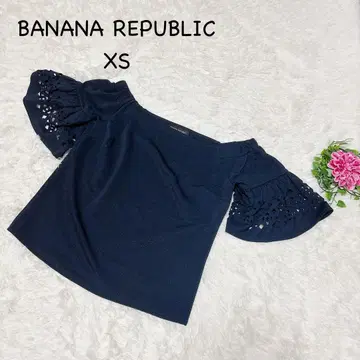 바나나리퍼블릭 XS 네이비 반팔 블라우스 메쉬 슬리브 오프숄더