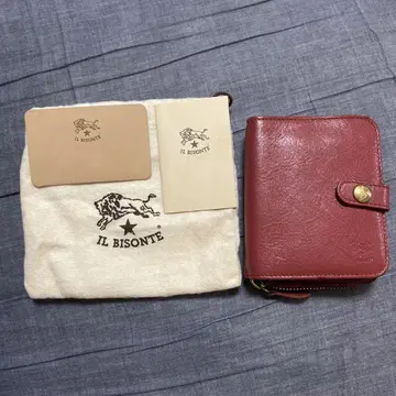 IL BISONTE 빨간색 가죽 접이식 지갑