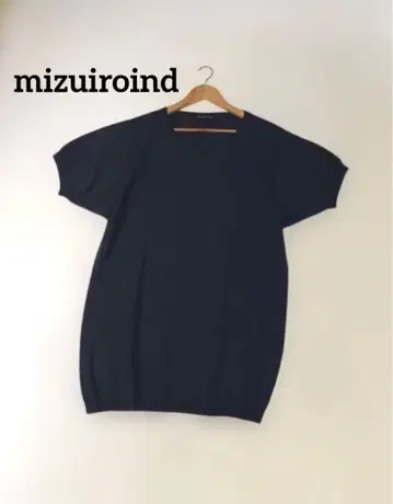 mizuiroind 미즈이로 인드 다크 블루 반팔 니트 탑
