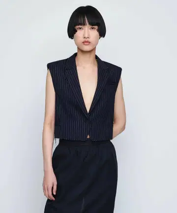 AEWEN MATOPH 파워 숄더 스트라이프 베스트