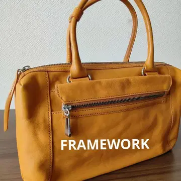 프레임워크 FRAMEWORK 가죽 보스턴형 핸드백 오렌지