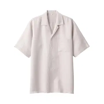 MUJI Labo 린넨 실크 오픈 카라 반팔 셔츠 베이지 XL