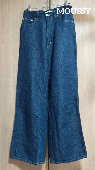 MOUSSY 하이 웨스트 다크 블루 와이드 팬츠 26