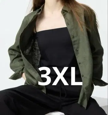 프리미엄 린넨 셔츠 유니클로 그린 카키 3XL