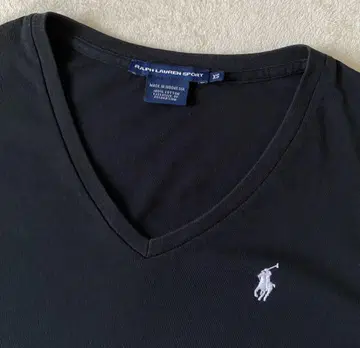 RALPH LAUREN SPORT V넥 티셔츠 포니 자수 로고 XS 블랙