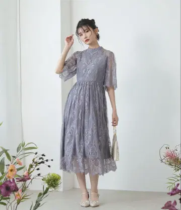 Kana 전체 레이스 하이넥 종아리 기장 파티 드레스 결혼식 포멀